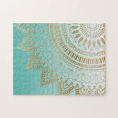 手かわいらし描きトライバル曼荼羅エレガントデザイン ジグソーパズル (横)