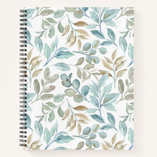 手かわいらし絵を描は青と茶色の自然離れの ノートブック (正面)