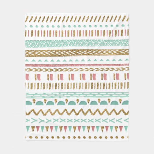 手かわいらし部絵を描アステカ幾何デザイン フリースブランケット (正面)