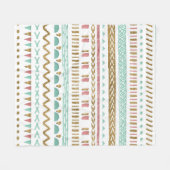 手かわいらし部絵を描アステカ幾何デザイン フリースブランケット (正面(横))