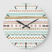 手かわいらし部絵を描アステカ幾何デザイン ラージ壁時計 (正面)