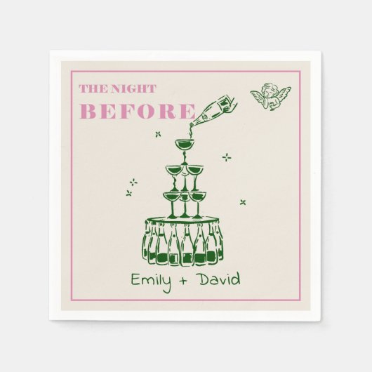 手がナプキンの前の夜結婚を引いた スタンダードカクテルナプキン (正面)