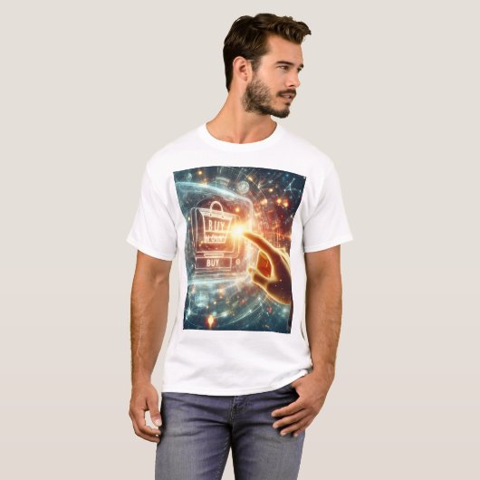 手が手でショッピングバッグを押している Tシャツ (正面フル)