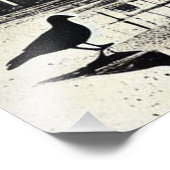 手が空に鳥を放つ、白黒 フォトプリント (角)