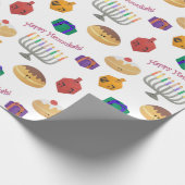 手が絵を描可愛いハヌカパターン(の模様が)ある ラッピングペーパー (角)