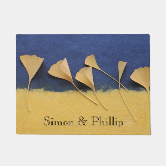 手すき紙のイチョウの葉 ドアマット (正面)