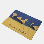 手すき紙のイチョウの葉 ドアマット (アングル)