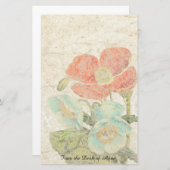 手すき紙のオニゲシによっては花柄が開花します 便箋 (正面/裏面)