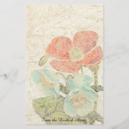 手すき紙のオニゲシによっては花柄が開花します 便箋 (正面)