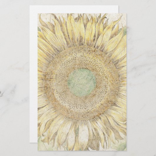 手すき紙のヒマワリによっては花の文房具が開花します 便箋 (正面/裏面)