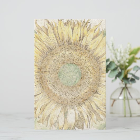 手すき紙のヒマワリによっては花の文房具が開花します 便箋 (スタンド正面)