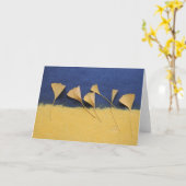 手すき紙の挨拶状のイチョウの葉 カード (黄色い花)