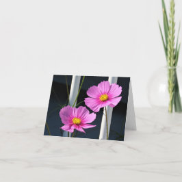 手すりを通る2つのピンクのコスモス カード