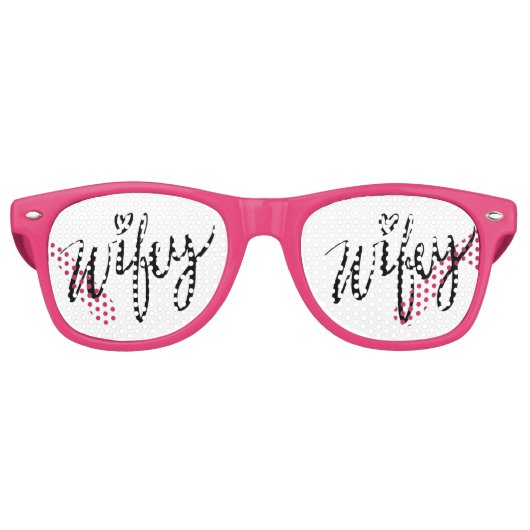 手でおもしろいレタされたWIFEY結婚式のパーティーの影 レトロサングラス (正面)