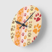 手でかわいい愛犬家 ラウンド壁時計 (傾斜)