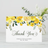 手でエレガントレターサマーイエローローズフローラ サンキューカード (スタンド正面)