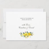 手でエレガントレターサマーイエローローズフローラ サンキューカード (裏面)