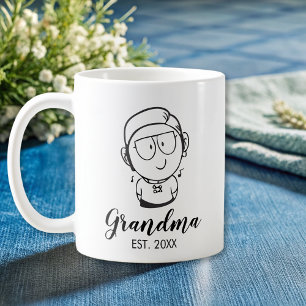 手でスケッチおばあちゃん コーヒーマグカップ