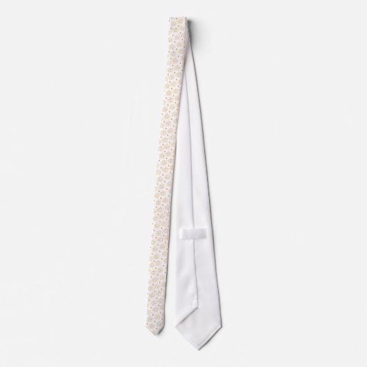 手でスケッチしたオレンジ色の太陽のパターン(白) ネクタイ (裏面)