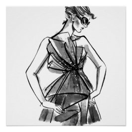 手でスケッチしたオートクチュールファッション ポスター
