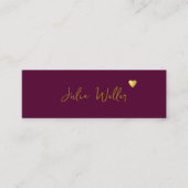 手でスケッチした名前とハートダークワイン スキニー名刺 (正面)