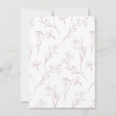 手でスケッチ繊細なフローラブルゴーニュ結婚ーズ 招待状 (裏面)