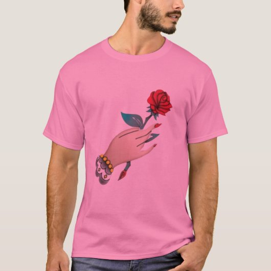 「手でバラTシャツ」 Tシャツ (正面)