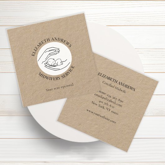 手でベビーを握モダンる スクエア名刺