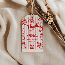 手でベリーの甘いイチゴの赤ちゃんシャワーを描画 ギフトタグ