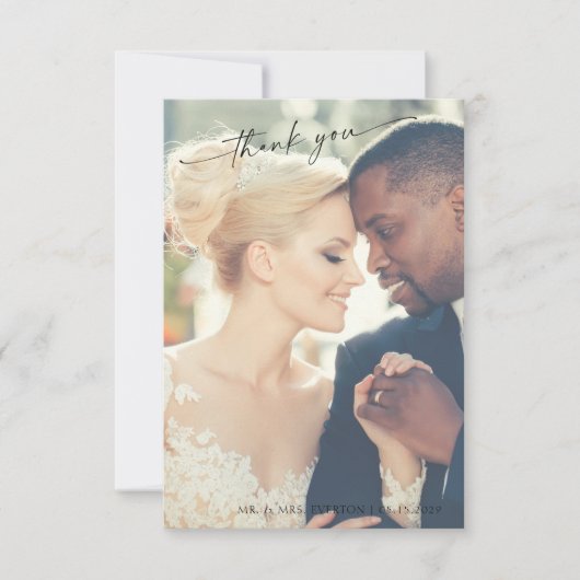 手でモダンレタス2写真結婚ありがとう サンキューカード (正面)