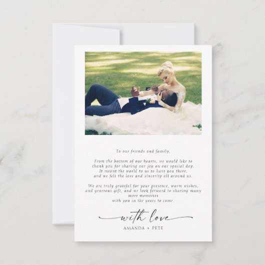 手でモダンレタス2写真結婚ありがとう サンキューカード (裏面)