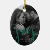 手でモダンレタージョイ緑の写真の休日 セラミックオーナメント (正面)