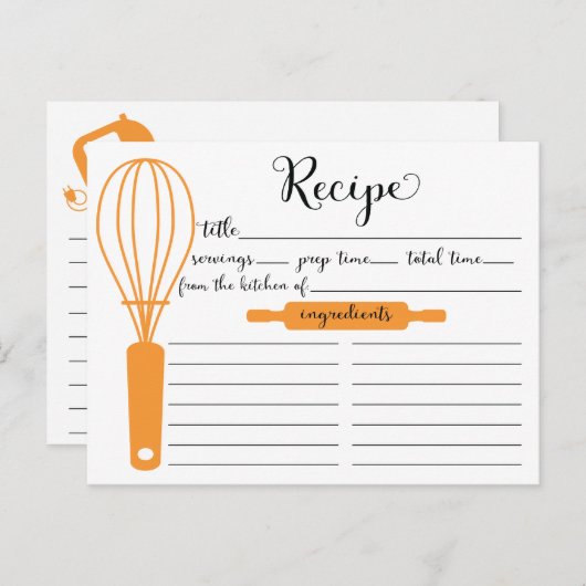 手でモダンレタータンジェリンウィスクレシピカード ポストカード (正面/裏面)