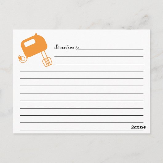 手でモダンレタータンジェリンウィスクレシピカード ポストカード (裏面)