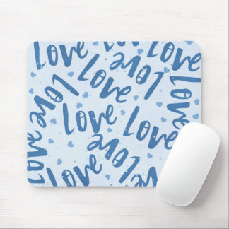 手でランダムな愛を描いた青 マウスパッド