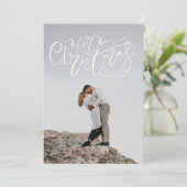 手でレタモダンーされたメリークリスマスオーバーレイ写真 シーズンカード (スタンド正面)