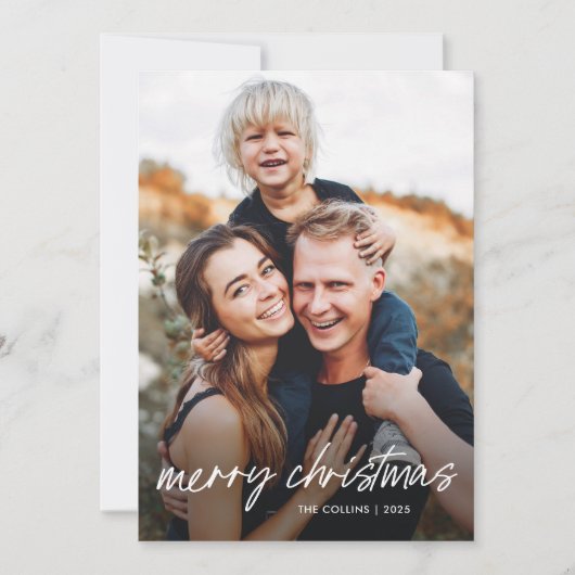 手でレタモダンー2写真クリスマス シーズンカード (正面)