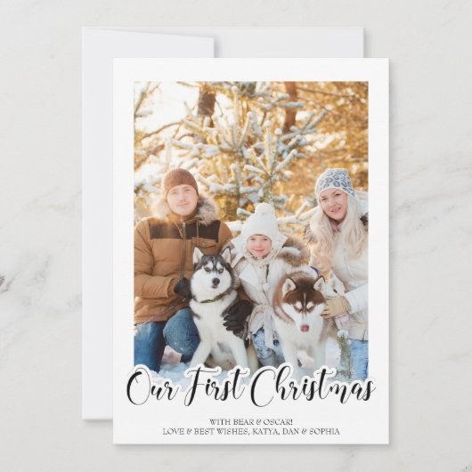 手でレタータード私たちの初めてのクリスマス垂直方向の写真 (正面)