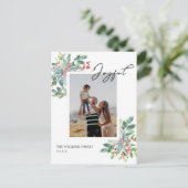 手でレタープレジョイカスタムド写真ホリークリスマス ポストカード (スタンド正面)