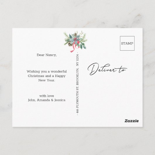 手でレタープレジョイカスタムド写真ホリークリスマス ポストカード (裏面)