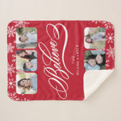 手でレタ信じーしたクリスマス+名前の写真 シェルパブランケット (正面(横))