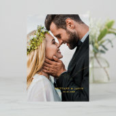 手でレタ結婚ー感謝していの上に 箔招待状 (立ち正面)