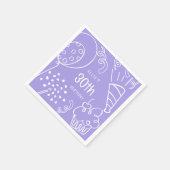 手で任意の年齢の誕生日パーティバルーンラベンダー スタンダードカクテルナプキン (角)