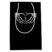 手で作った赤いハートの骨格女性 ミディアムペーパーバッグ (正面)