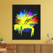 手で太陽の下にいるイルカ キャンバスプリント (インサイチュ (リビング))