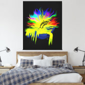 手で太陽の下にいるイルカ キャンバスプリント (インサイチュ (寝室))