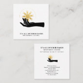 *~*手で太陽黒の宇宙金ゴールドを保持  スクエア名刺 (正面/裏面)