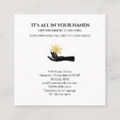 *~*手で太陽黒の宇宙金ゴールドを保持  スクエア名刺 (裏面)