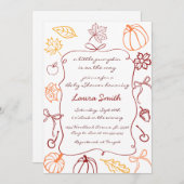 手で小さなカボチャの赤ちゃんお洒落シャワーを描画 招待状 (正面/裏面)
