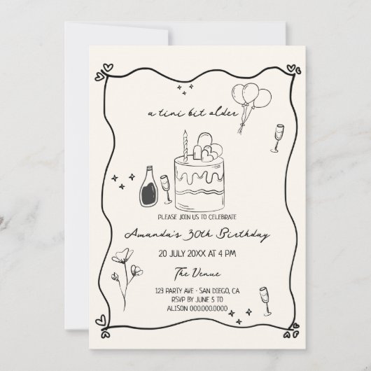 手で少し古い誕生日を描予測できないた 招待状 (正面)